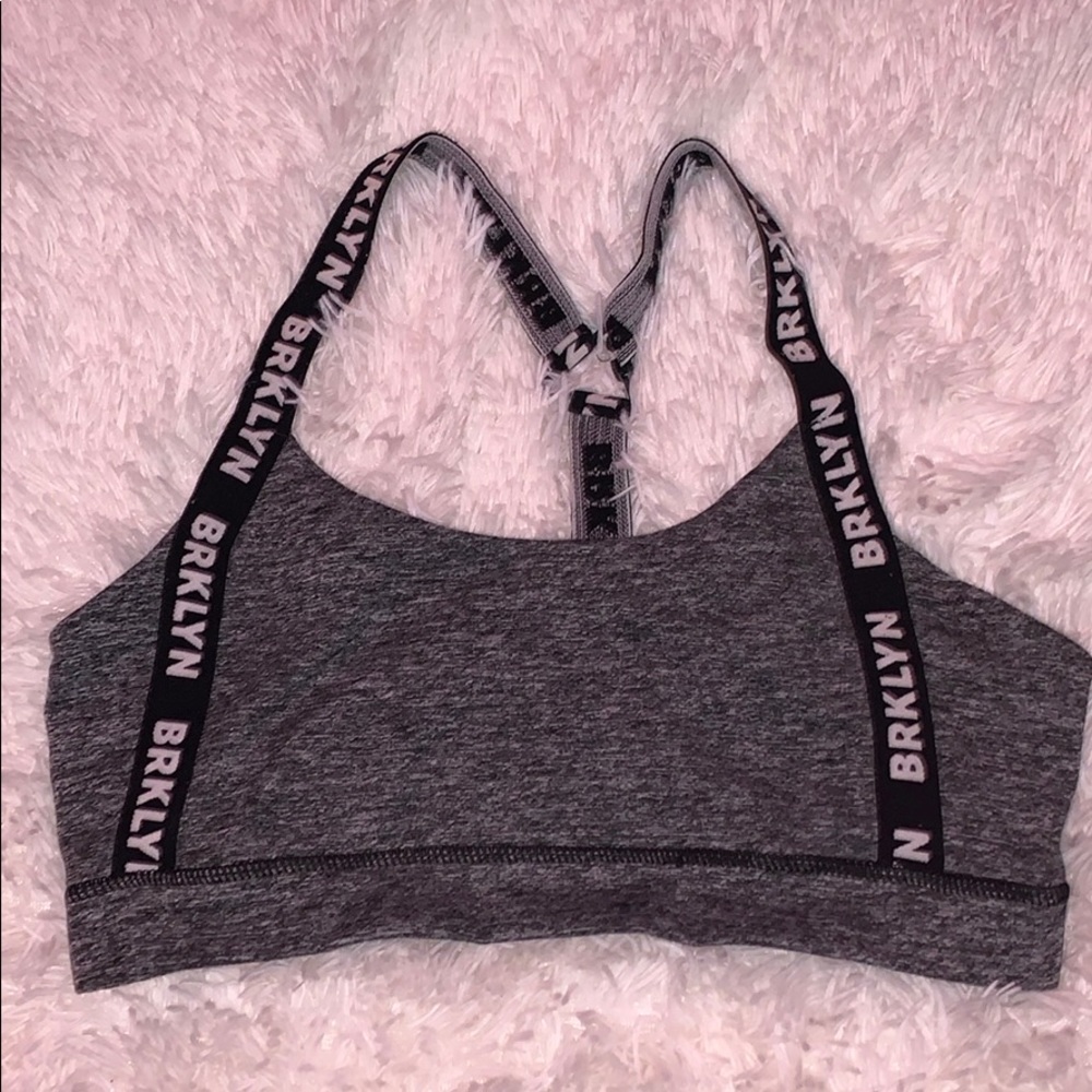 grey brklyn sports bra